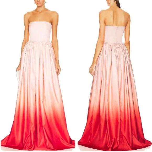 NWT SAU LEE Revolve Teigen Gown Maxi Dress Blush Red Ombre Event Party Cocktail - Picture 4 of 15